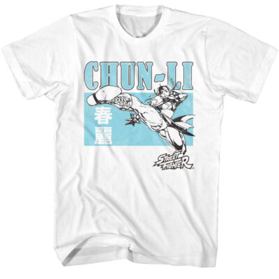 Street Fighter T Shirt CHUN LI CHARACTER BLOCK Gaming Adult Licensed White