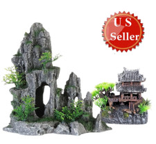 Extra Large Aquarium Decorations Kit Ancient Temple in the Mountain Japanese