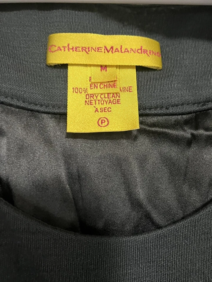 CATHERINE MALANDRINO Size Medium Black Wool Beaded Sleeveless Dress EUC - Image 4 of 4