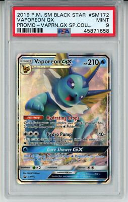 2019 POKEMON BLACK STAR PROMO VAPOREON GX #SM172 HOLO PSA 9 MINT
