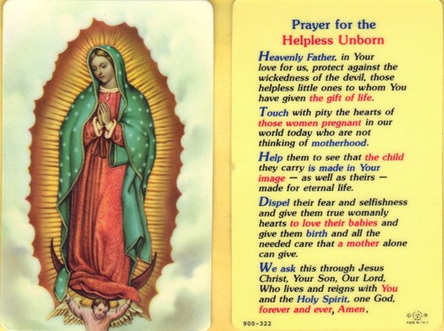 Nostra Signora Di Guadalupe/Preghiera per Il Helpless Unborn- Plastica Morbida