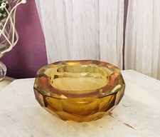 Edel! Schwer Bernstein Farbe gelb Art D&eacute;co Schale Kristallglas Glasschale