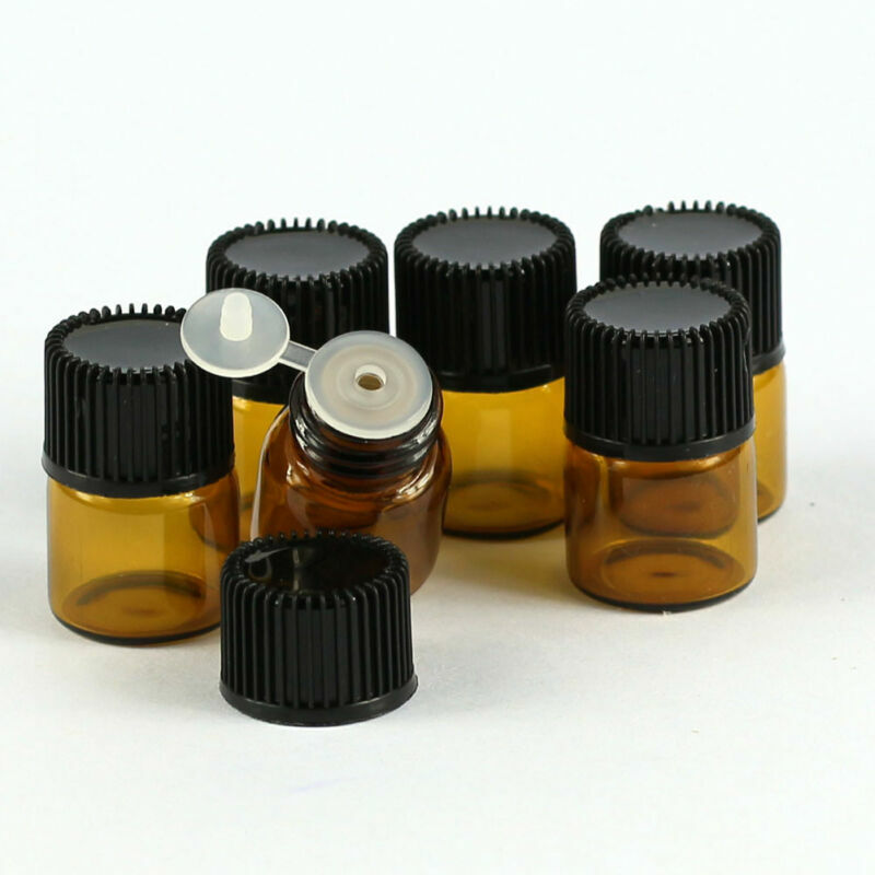 50Pcs 1ml 16x21mm Amber Tiny Small Glass Empty Oils Bottles Vial With Screw Cap eBay