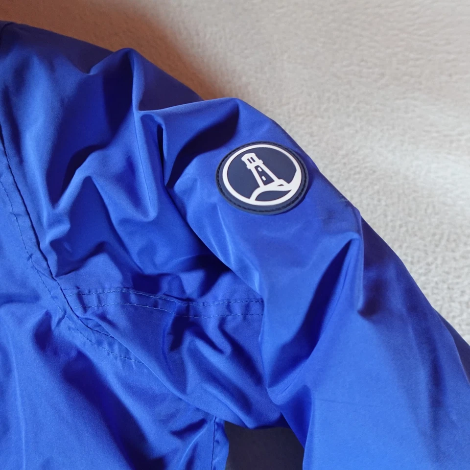 Lands End Down Jacket Youth Puffer Extra Large Blue Puffer Faux Fur Hood Trim - Image 4 of 4