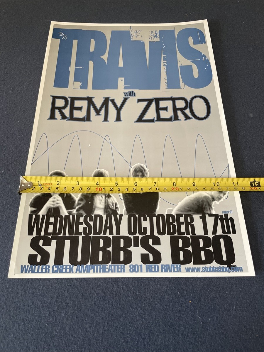 Travis w Remy Zero concert poster by Conner 2001 Stubbs BBQ Austin