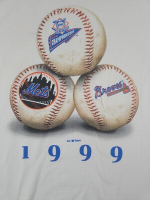 Vtg 1999 NLCS National League Championship Series Mets Braves MLB Mens T Shirt