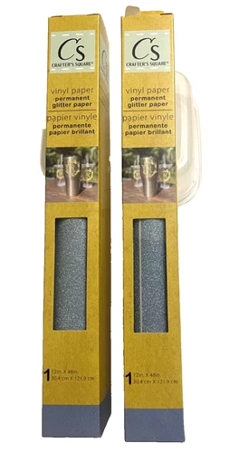 Crafters Square Permanent Vinyl Paper Blue Glitter Paper 12 X 48 Inches Lot of 2