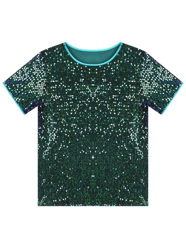 Womens Sequins Music Festival Top Sparkly T-Shirt Party Tank Top Shiny Blouses - Picture 89 of 96
