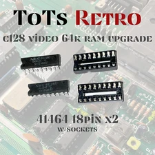 Commodore 128 Slim 64k Video Ram Upgrade 41464-10 18Pin w/Sockets and TESTED!!