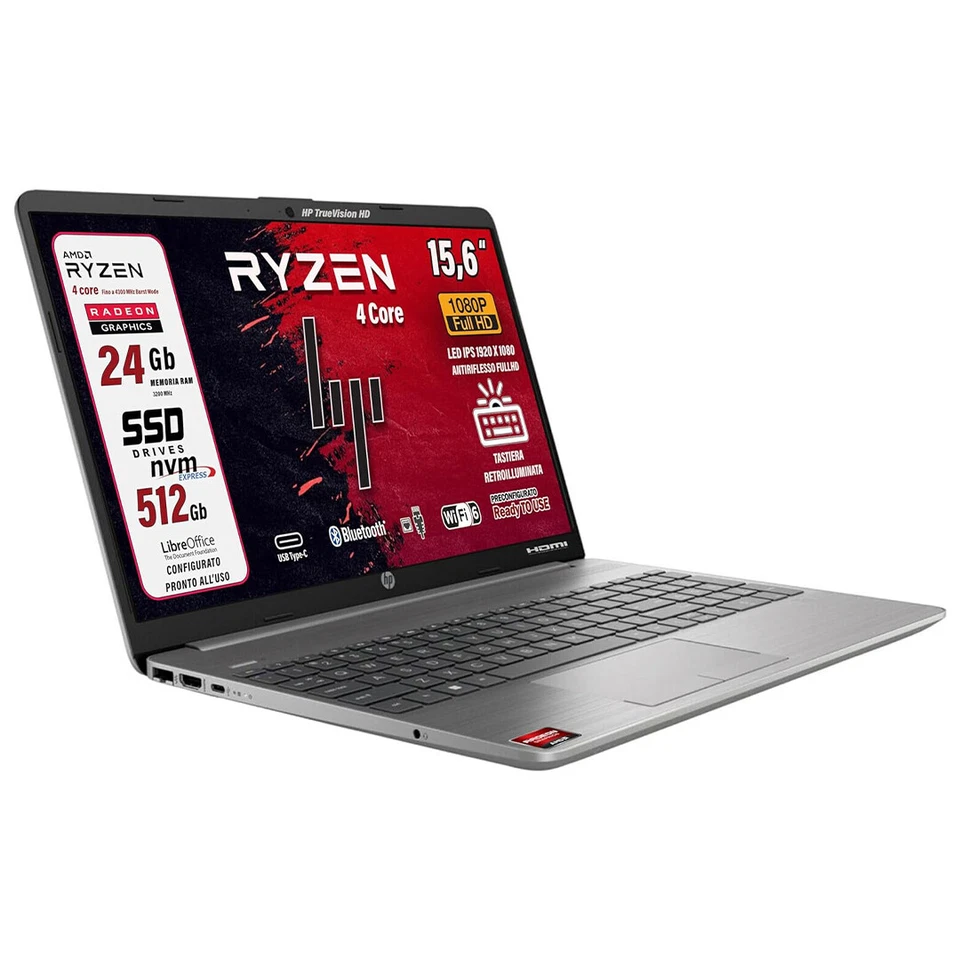 HP 255 G9 AMD Ryzen 3 5425 QuadCore SSD 512 GB RAM 24 GB FHD 15,6 Win11Pro Retro