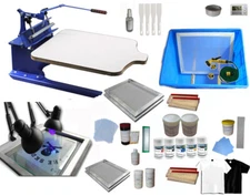 TECHTONGDA 1Color 1Station T-shirt Silk Screen Printing Press &Materials Kit DIY