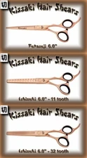 Kissaki 6.0" Rose Gold Hair Shears & 11t & 32t Thinning Scissors 3 Shears Combo