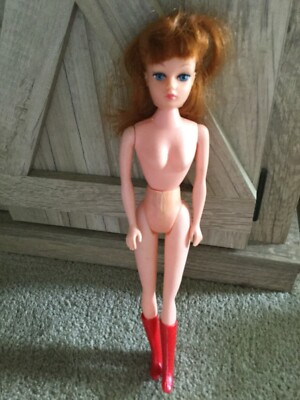 1969 Uneeda Dollikin Poseable 11.5in Fashion Doll Made In Hong Kong in Red Boots