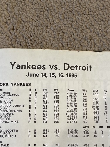 RARE Disney Series June 1985 NEW YORK YANKEES Ticket Card +Program DON MATTINGLY - Picture 7 of 11