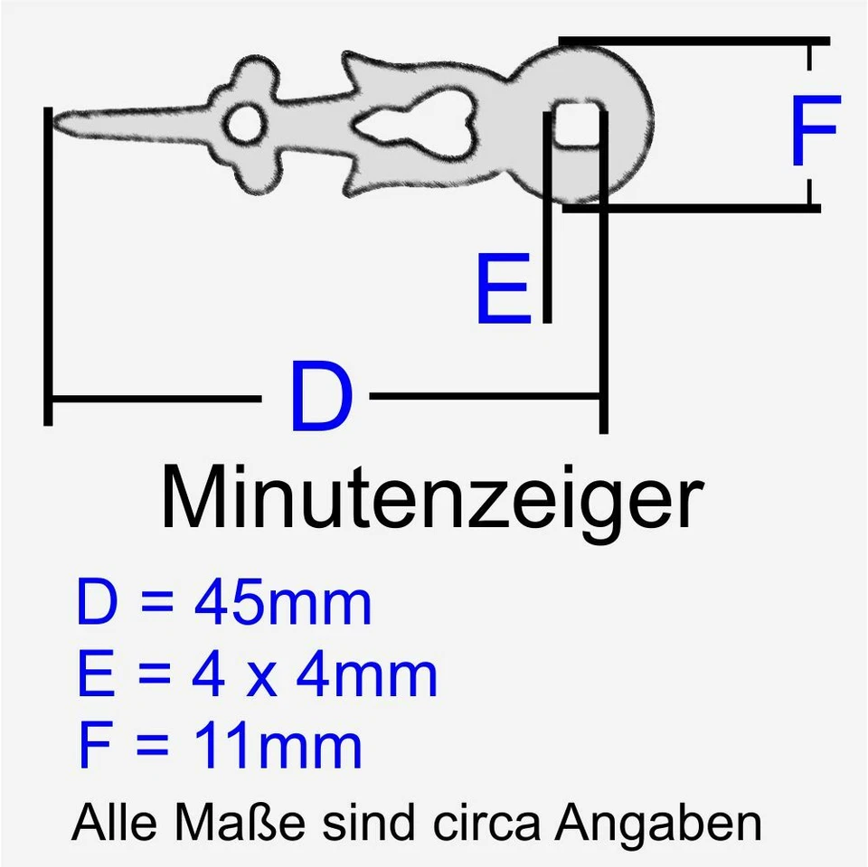 Kuckucksuhr Zeiger für Zifferblatt ø 90mm, Vierkantloch 4x4mm bei Minutenzeiger - Bild 3 von 4