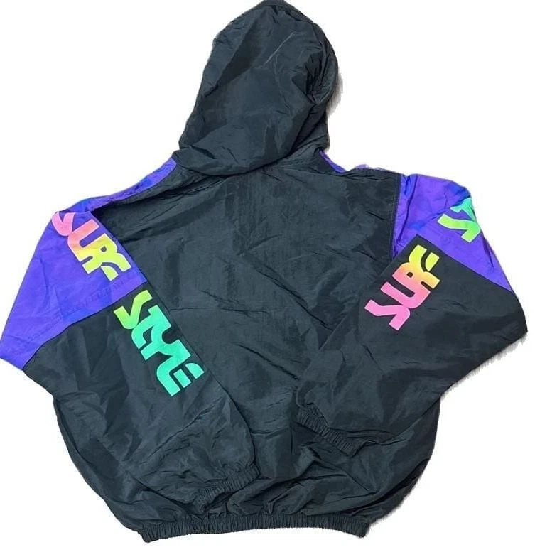 Vintage Surf Style Hoodie Windbreaker Purple Surfer 80s 90s one size fits all - Image 2 of 4