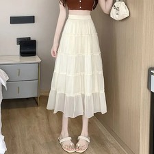 Women's Skirt Midi Chiffon Aesthetic Clothing Sales Trend 2025 Luxury Elegant Mo