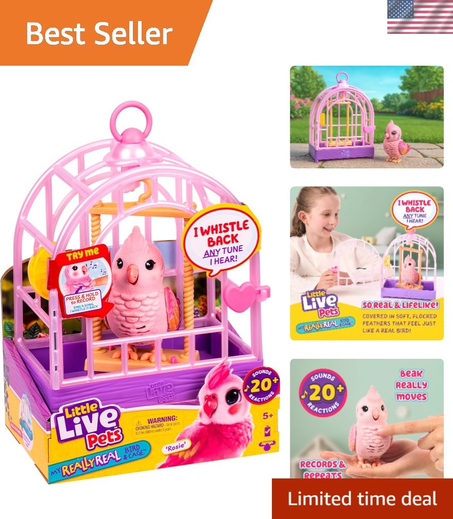 Rosie the Realistic Talking Bird Toy with Cage - Perfect for Young Explorers!