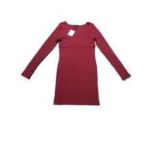 Forever 21 ribbed Bodycon Dress Size Large burgundy NEW NWT long sleeve