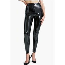 Commando Faux Patent Leather Leggings Black High Waisted SLG25 Size Medium NEW