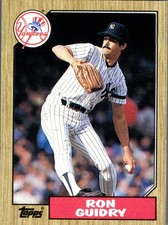 1987 Topps Ron Guidry #375 New York Yankees MLB Baseball Card Pitcher Wood Bo...