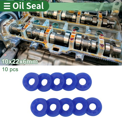 #ad Oil Seal Seal Ring Rotary Shaft Seal TPU 10x22x6mm High Pressure Blue 10 Pcs $14.25