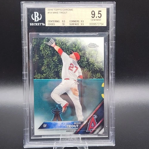 MIKE TROUT 2016 TOPPS CHROME #1 JUMPING BGS 9.5  GEM MINT ANGELS PSA FUTURE HOF