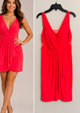 Harvey by Adrianna Papell Women’s Neon Pink Cocktail Dress Mesh Accent Sleeveles