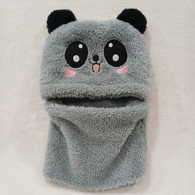 Boy Girl Children's M Bear Fleece Winter Snow Hat Cap Face Neck Warmer Blue Grey