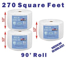12" Medium 5/16 American Bubble Boy Bubble Wrap - 270 Square feet