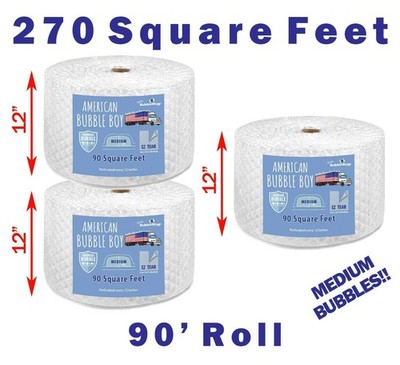 12'' Medium (5/16) American Bubble Boy Bubble Wrap - 270 Square feet