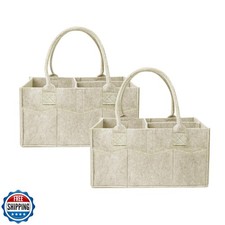         2 Pack Baby Diaper Organizer Bags, Portable Diaper Storage with Divider