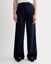 Everlane Way High Drape Pant Lyocell Navy Blue Career Office Capsole Womens 12S