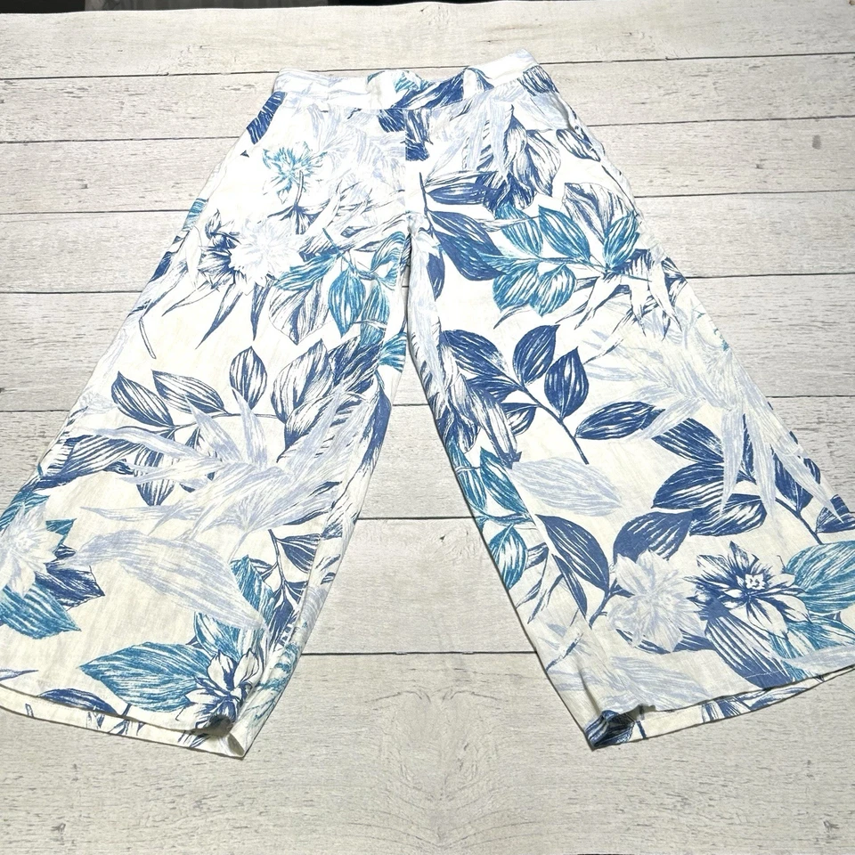 C&C California Women's 100% Linen Wide Leg Floral Pants, Pull On, Size S - Image 1 of 3