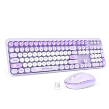 Wireless Keyboard and Mouse Combo, 2.4GHz Retro Full-Sized Keyboard and Wirel...