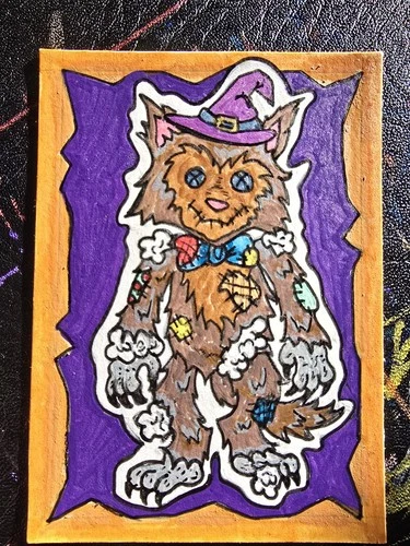 Original ACEO - "Were n Tear" -Acrylic Marker Werewolf Pop Art card Juni_b_moodi