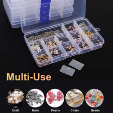 6 P Clear Jewelry Box Plastic Bead Storage Craft Container Earrings Organizer //