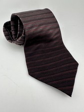 Kenneth Cole Reaction Dark Maroon Striped Silk Necktie USA Made Classic Mens Tie