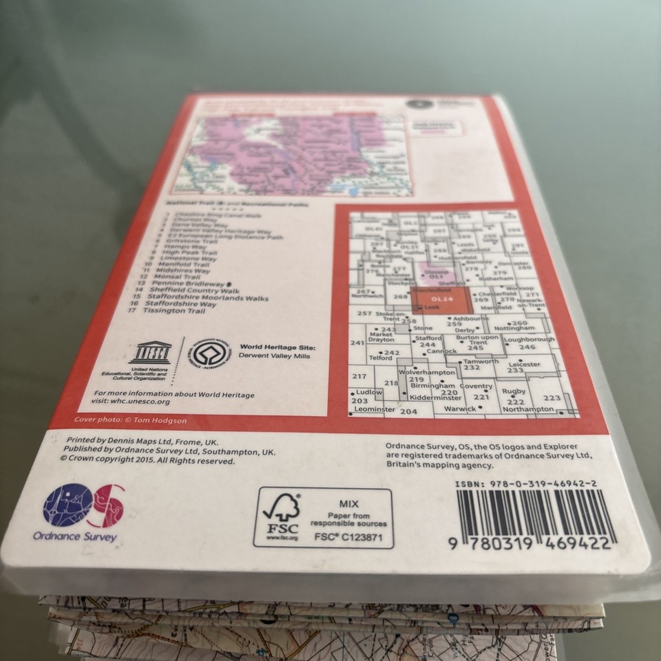 OS Ordnance Survey Active Explorer Map OL24 The Peak District, White ...