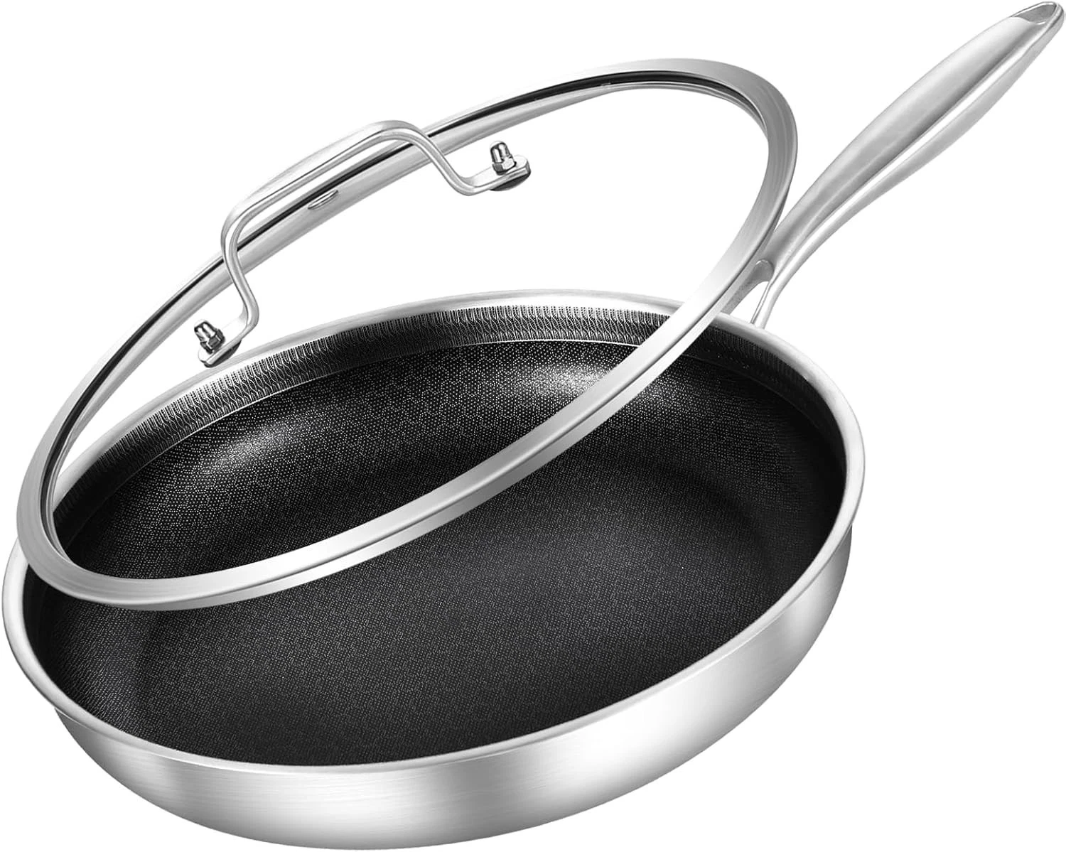 12-Inch Hybrid Tri-Ply Stainless Steel Sauté Pan, Non-stick Frying Pan