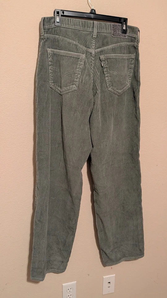 VTG Y2K LEVIS SILVERTAB BAGGY GRAY GREEN CORDUROY SKATER WIDE LEG PANTS 31 X 34 - Image 3 of 4