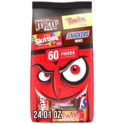 M&M's Snickers Skittles & Twix Halloween Candy 60 Ct-free shipping