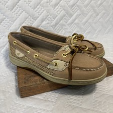 Sperry Top Sider Angelfish Linen-Gold Glitter Women's Shoes Size 6M 9101759