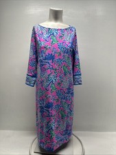 Lilly Pulitzer Braedyn Shift Dress UPF 50 Untamed Hearts Pink Chilly S Small