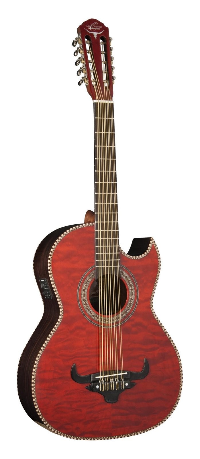 Oscar Schmidt OH32SEQTR Acoustic Electric Bajo Quinto with Bag Quilt Trans Red 83690₽