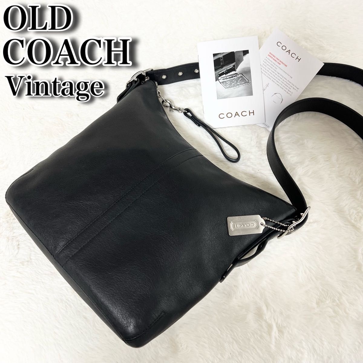 Vintage Coach Leather Shoulder Bag All Leather Black Crossbody Sling
