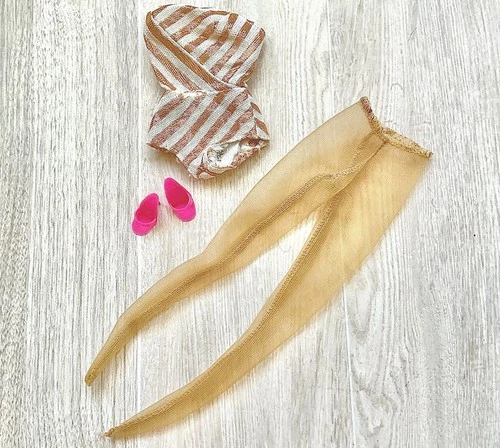 Barbie Fashion Queen Outfit Swimsuit Icebreaker Tights & Pink Shoes Vintage 1964