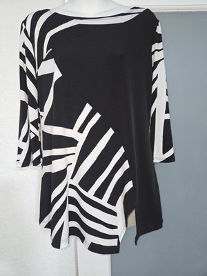 Clara Sun Woo Black And Whiteasymmetrical Tunic Top No Size Refer To Measurement