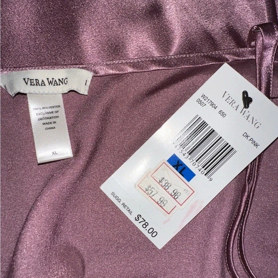 Nuevo con etiquetas Camisón Vera Wang Satinado Rosa Oscuro Hasta la Rodilla Busto de Gasa Talla XL Ver Foto Foto 2 de 4