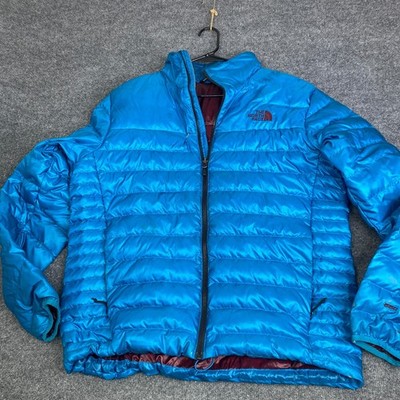 The North Face Mens 550 Down Puffer Jacket Blue Ripstop Full Zip Large Liner